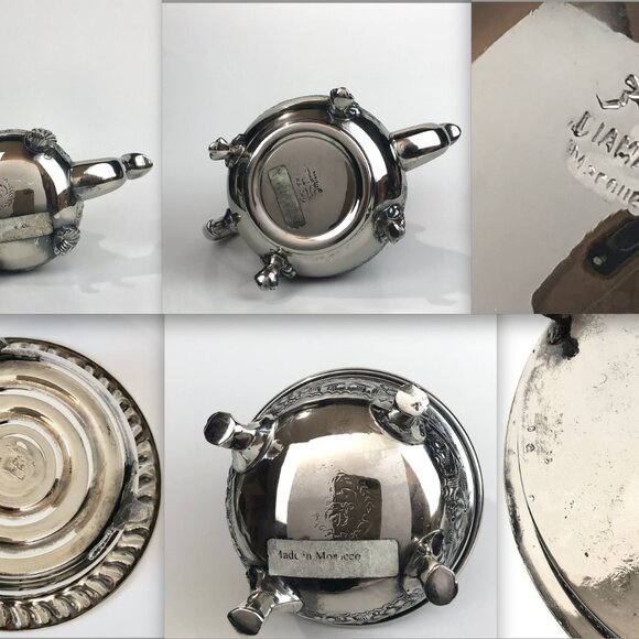 Vintage Moroccan Tea & Coffee Set 6-Piece Handmade in Fes Silver Plate - Picture 15 of 15